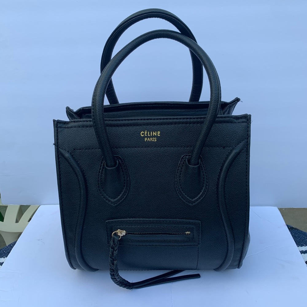 Black Faux Leather Bag